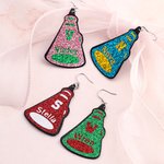 Pendientes personalizados de cuero artificial con nombre e inicial de porrista Megáfono de purpurina Cumpleaños Regalo de equipo para entusiastas de las porristas