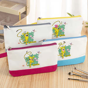 Personalized Yellow-Spotted Leopard Marsupilami Canvas Cosmetic Bag with Name and Pattern Birthday Gift for Women | Callie × Marsupilami®