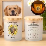 Personalisierte Kranz Pfote Haustier Foto LED Name Kerze Glas mit Text Datum und hölzernen Deckel Memorial Kondolenz Sympathie Haustier Verlust Geschenk für Tierbesitzer