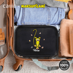 Personalized Cute Long-Tailed Leopard Marsupilami Large PU Leather Makeup Bag with Makeup Brush Holder Birthday Gift for Women | Callie × Marsupilami®
