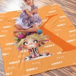 Personalized Whimsical Quirky Girl Soft Throw Blanket with Name and Initial Home Decor Daily Use Birthday Gift for Girls