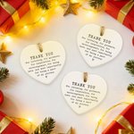 Personalized Heart Shape Thank You Ceramic Ornament with Name Home Decor Christmas Gift for Family and Friends