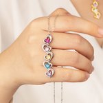 Personalised 1-5 Family Birthstone Heart Necklace Minimalist Jewellery with Names Anniversary Birthday Gift for Women