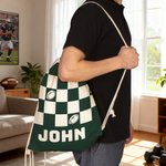 Personalized Balls Pattern Checkerboard Quick Dry Beach Towel with Name Travel Essential Birthday Gift for Famliy Friend Balls Sport Lover