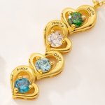 Personalised 1-5 Family Birthstone Heart Necklace Minimalist Jewellery with Names Anniversary Birthday Gift for Women