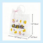 Personalized Pink Bow Ribbon Colorful Easter Eggs Chicks Clear Gift Bag with Name Holiday Treat Packaging Easter Party Favors Gift for Kids