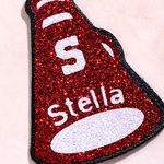 Pendientes personalizados de cuero artificial con nombre e inicial de porrista Megáfono de purpurina Cumpleaños Regalo de equipo para entusiastas de las porristas