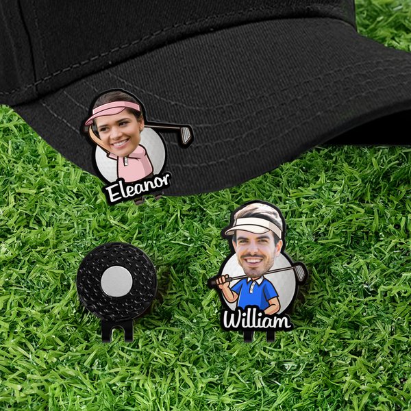 Cartoon Character Golf Ball Marker with Name Hat Clip