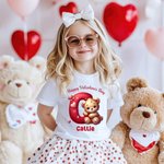 Personalisierte Herz Bär Initial 100% Baumwolle Baby Bodysuit Kind T-Shirt mit Namen und Text Geburtstag Valentinstag Geschenk für Baby Jungen Mädchen