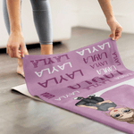 Personalized Word Cloud Cartoon Character Super Absorbent Yoga Towel with Name Initial and Storage Bag Birthday Sports Gift for Women Yoga Lovers