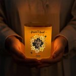 Personalisierte Kranz Pfote Haustier Foto LED Name Kerze Glas mit Text Datum und hölzernen Deckel Memorial Kondolenz Sympathie Haustier Verlust Geschenk für Tierbesitzer