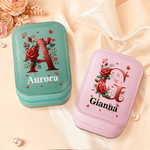 Personligt smyckeskrin i PU-läder med namn och justerbar LED-spegel i tre färger Födelsedagspresent för kvinnor