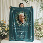 Personalized I'm Always with You Wreath Cardinal Soft Throw Blanket with Photo Name and Date Home Decor Memorial Gift for Family Friends