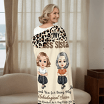 Personalised To My Badass Sister Leopard Print Cartoon Character Soft Hooded Blanket with Name Home Decor Birthday Christmas Gift for Besties