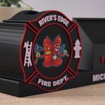 Personalized 3D Printed Firefighter Pen Business Card Holder with Name and Logo Office Desk Decor Appreciation Birthday Gift for Firefighter