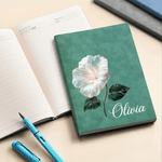 Personalised Birth Flower Initial A5 A6 PU Leather Notebook with Name Birthday Gift for Bookworms Book Lovers