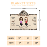 Personalised To My Badass Sister Leopard Print Cartoon Character Soft Hooded Blanket with Name Home Decor Birthday Christmas Gift for Besties