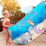 Personalized Fantasy Mermaid Quick Dry Oversized Beach Towel with Name Beach Party Holiday Gift for Girls
