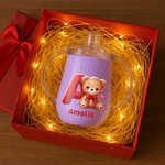 Personalized Cute Heart Bear 10 oz Thermal Insulated Sippy Cup with Name and Initial Birthday Valentine's Day Gift for Children