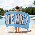 Personalized Pencil Apple Style Quick Dry Microfiber Beach Towel with Alphabet Name Back to School Holiday Birthday Gift for Family Friends Teachers