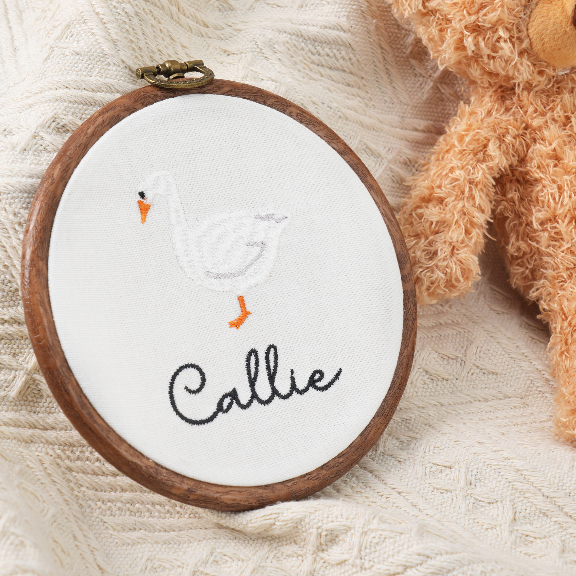 Personnalisé Ourson Lapin Nom Brodé Ornement Nursery Decor Birthday Baby Shower Gift for Baby Newborn