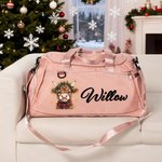 Personalised Highland Cow Multi-Compartment Waterproof Duffel Bag with Shoulder Strap and Name Birthday Christmas Gift for Women