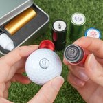 Personalised Golf Monogram Design Self-Inking Waterproof Golf Ball Stamp with Metal Storage Box Golf Accessory Birthday Sports Gift for Golfers
