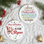 Personalised Baby's 1st Christmas Ceramic Ornament with Name Initial and Text Home Tree Decor Christmas Party Gift for New Parents