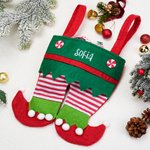 Personalised Elf Pants Christmas Stocking with Embroidery Name Fireplace Christmas Tree Hanging Decor Christmas Gift for Family Friend