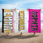 Personalized Pencil Apple Style Quick Dry Microfiber Beach Towel with Alphabet Name Back to School Holiday Birthday Gift for Family Friends Teachers