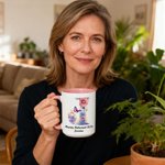 Personalised Watercolour Butterfly Floral Initial Design Ceramic Coffee Mug with Name and Year Daily Use Retirement Gift for Woman Retiree