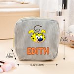 Personalized Cartoon Marsupilami Square Corduroy Makeup Bag with Name Travel Birthday Gift for Women | Callie × Marsupilami®