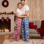 Personalised Heart Couples Portrait Photos Long Pyjama Pants with Name and Drawstring Valentine's Day Birthday Gift for Women Men Couples