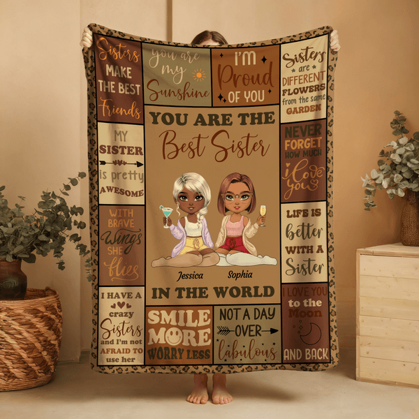 Personalised Cartoon Character Retro Checkerboard Soft Throw Blanket with Name Home Decor Daily Use Friendship Birthday Gift for Friends Sisters