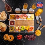 Personalized Engraved Name Date 11 Pcs Acacia Marble Cutting Board Coaster Set with Ceramic Bowl Made in USA Christmas Gift for Family Friends