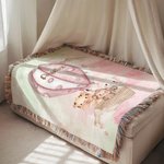 Personalised Watercolor Balloon Animal Soft Tassel Blanket with Name Home Decor Birthday Gift for Kids Family