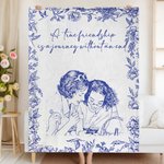 Personnalisé Vintage Foral Portrait Photo Amitié Couverture douce avec texte Décoration de la maison Cadeau d'anniversaire pour la famille Amis
