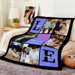 Couverture Douce Personnalisée avec Photos Noms et Texte Cadeau Anniversaire St-Valentin pour Couple Famille