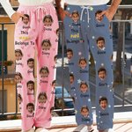 Personalizzato Questo appartiene a 1-6 foto del viso Pantaloni del pigiama in pile con nome e tasca Regalo di compleanno anniversario da indossare tutti i giorni per gli amici della famiglia