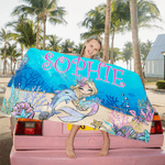 Personalized Fantasy Mermaid Quick Dry Oversized Beach Towel with Name Beach Party Holiday Gift for Girls