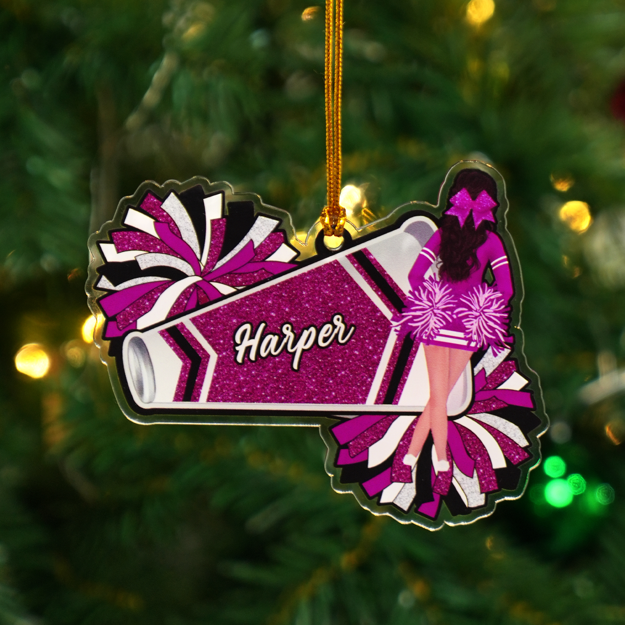 Ornement personnalisé en acrylique avec nom Cadeau de Noël pour les meneuses de claques