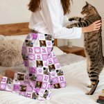 Personalised Paw Print 1-6 Photos Multicolour Plaid Women Men Pyjama Pants with Initials and Names Party Birthday Gift for Pet Lovers Owners