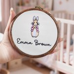 Personnalisé Ourson Lapin Nom Brodé Ornement Nursery Decor Birthday Baby Shower Gift for Baby Newborn