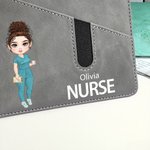 Personalised Cartoon Character A5 PU Leather Journal Notebook with Pocket and Name Birthday Appreciation Gift for Nurse Doctor Medical Staff