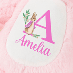 Personalised Cute Peter Rabbit Plush Easter Bunny Stuffed Toy with Initial and Name Easter Gift for Newborns Kids
