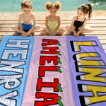 Personalized Pencil Apple Style Quick Dry Microfiber Beach Towel with Alphabet Name Back to School Holiday Birthday Gift for Family Friends Teachers