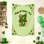 Personalized Shamrock Initial Soft Throw Blanket with Name Home Decor St. Patrick's Day Gift for Family Friends
