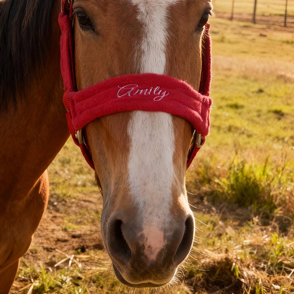 Personalised Soft Horse Halter Noseband Protector Cover with Embroidered Name Equestrian Daily Wear Birthday Gift for Horse Owners Horse Riders