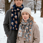 Echarpe chaude en flanelle personnalisée avec photo de visage multicolore Accessoires d'hiver Cadeau d'anniversaire pour les femmes, les hommes et les amoureux des animaux.