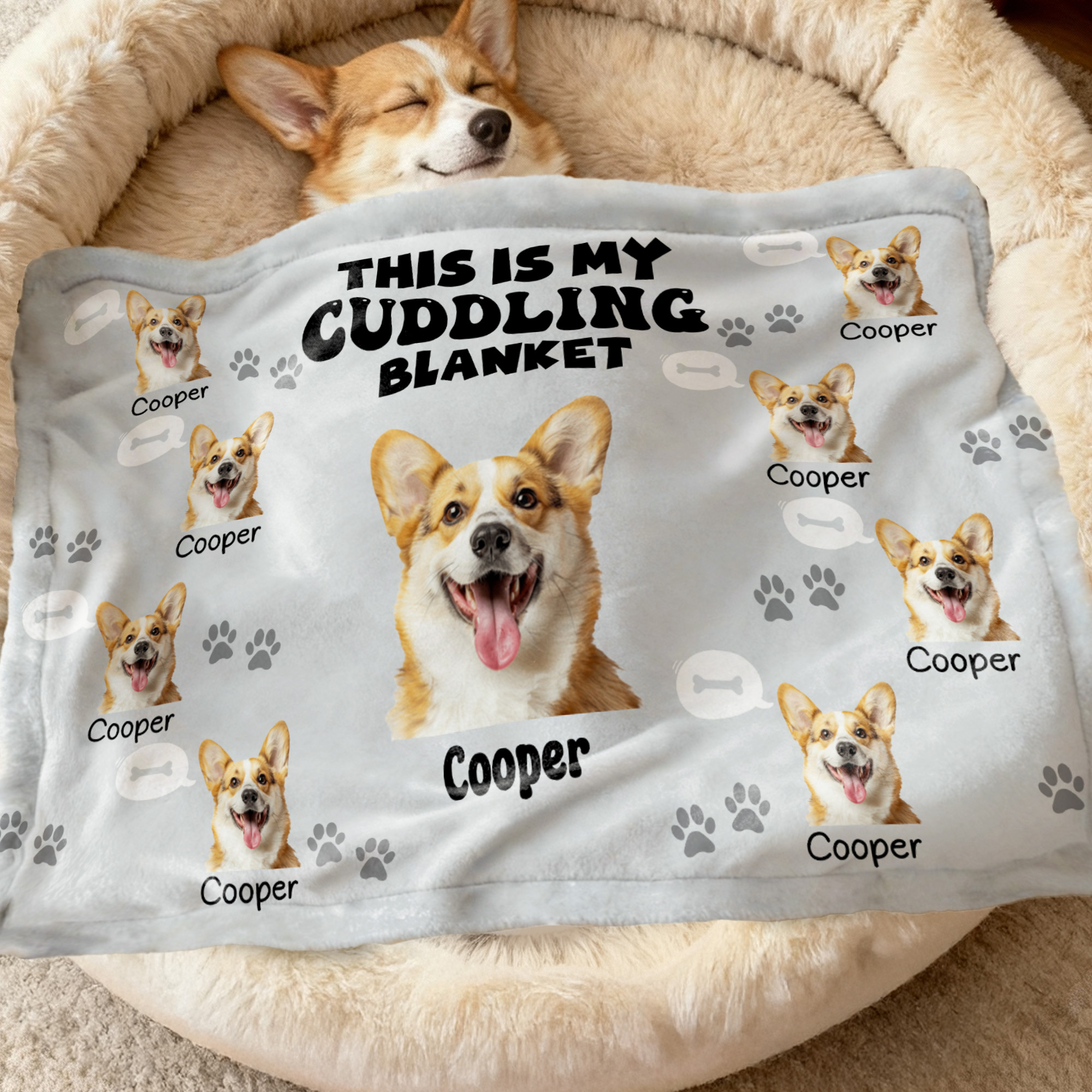 Couverture de câlin personnalisée avec photo de visage et nom Cadeau d'anniversaire pour les propriétaires de chiens et de chats